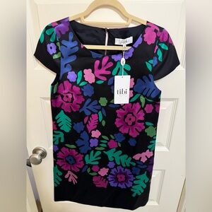 tibi New York Wool Silk Floral Shift, Cap Sleeve Dress. Size 2, New w/ tags
